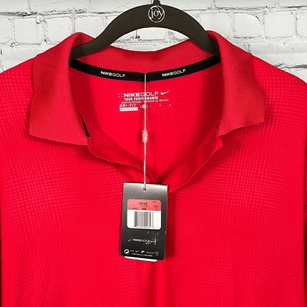 Nike NWT Golf Mens Shirt Size L Tour Performance Red W/pattern